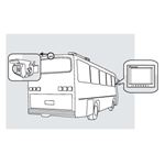 8881200 Rear Observation Camera System on a bus drawing. Camera in the rear. Monitor in the cab.